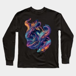 Glowing chinese dragons at night Long Sleeve T-Shirt